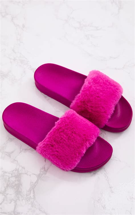 fluffy pink slides.